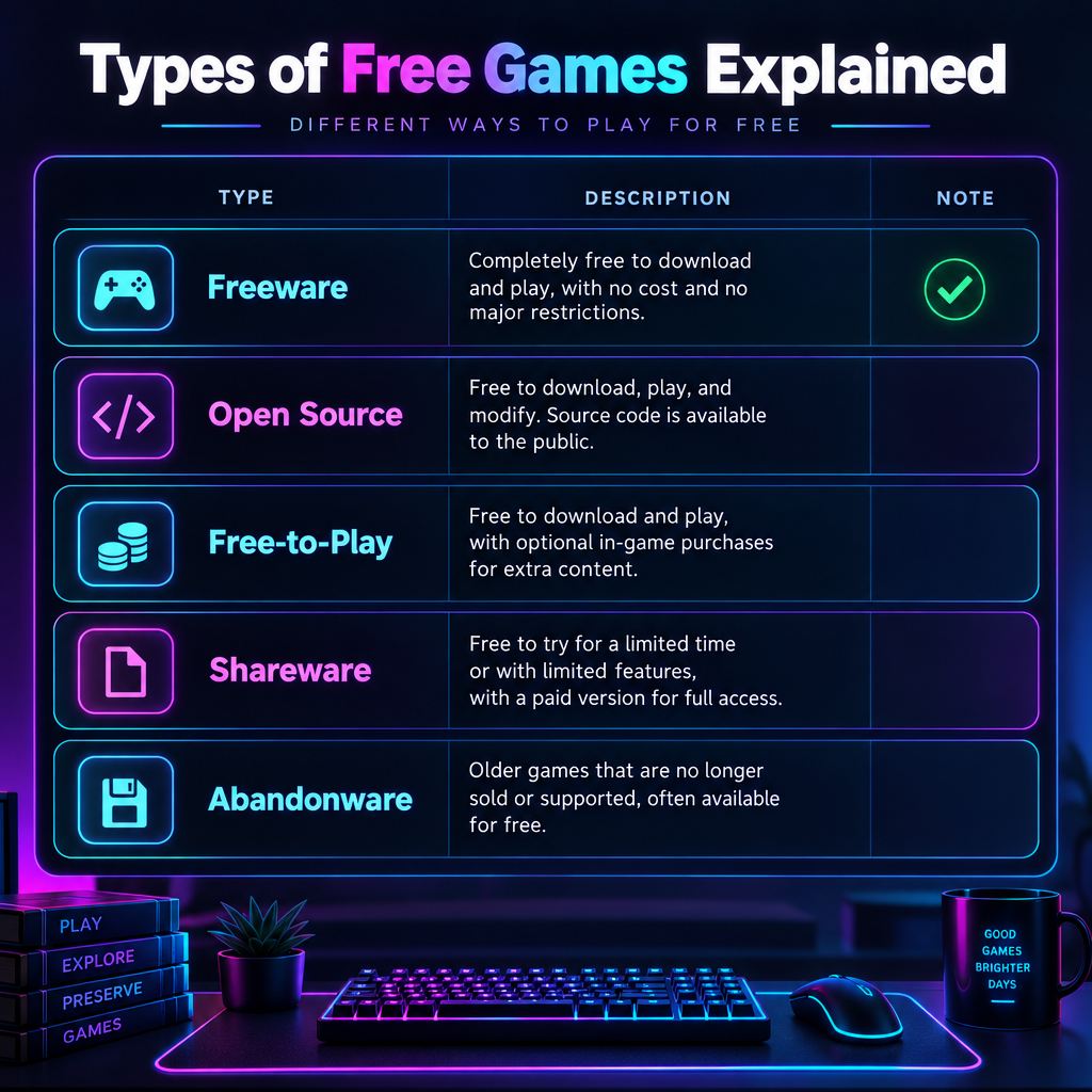 Freeware vs Other Free Game Types