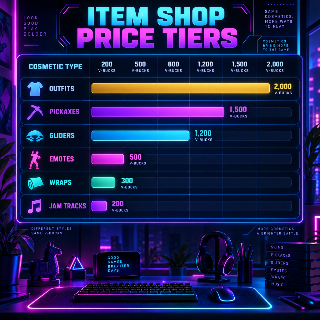 V-Bucks Cosmetic Price Tiers Chart