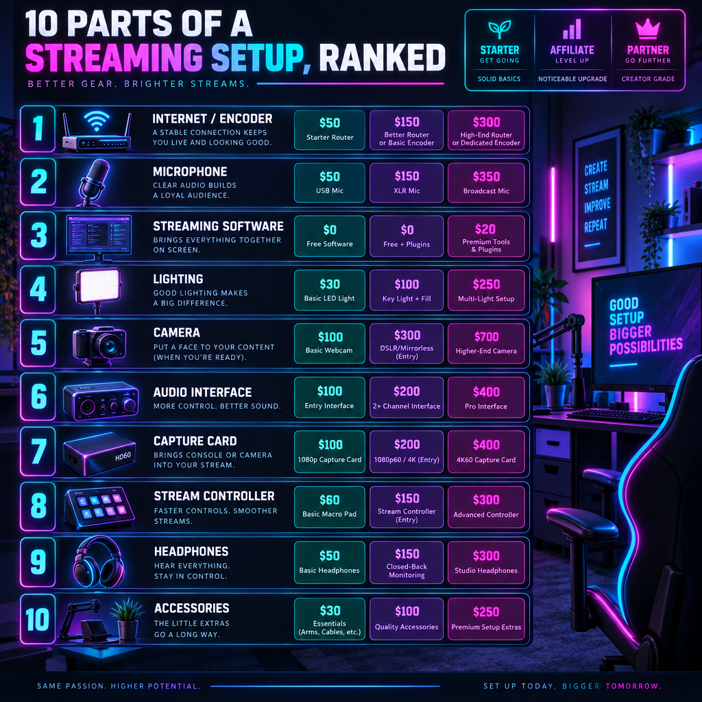 Streaming Setup Components Ranked Chart
